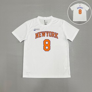 Áo thun chụp nhanh khô thoáng khí của Mỹ Arnobi New York Knicks Xuất hiện Bộ đồ tập bóng rổ