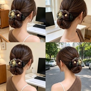 Kẹp tóc gạc ngọc trai phong cách mờ, kẹp hoa bud bóng đầu, buộc tóc kiểu mới Y0DY