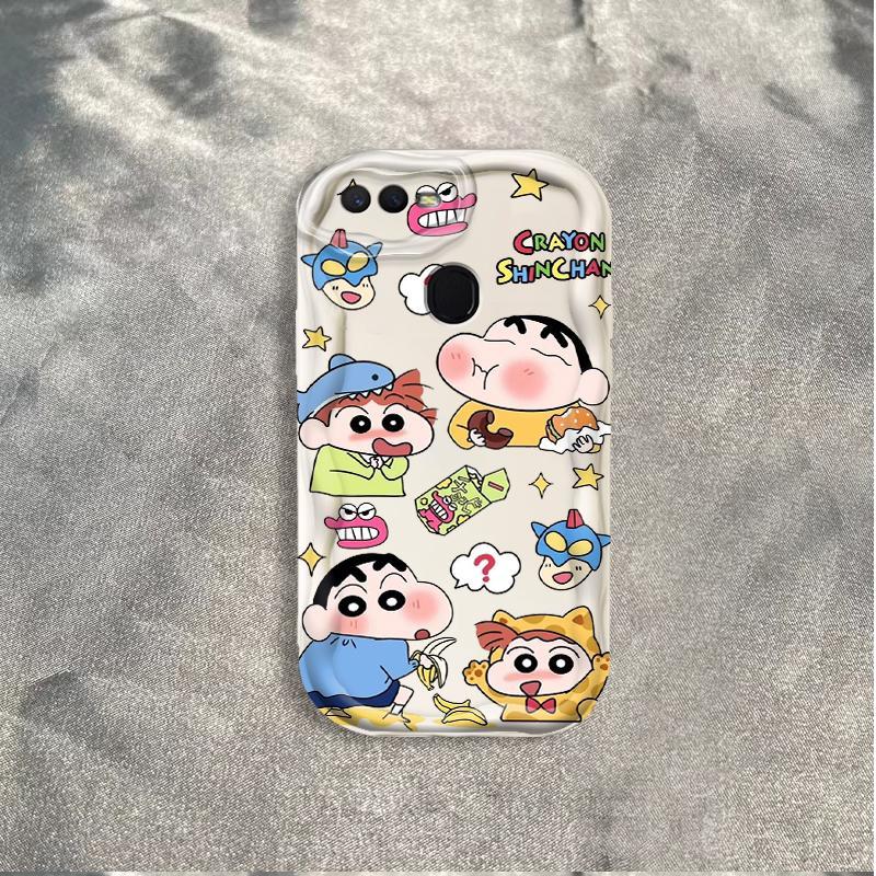 Ốp Silicon Hoạt Hình Cho OPPO A5S A7 A12 F9 F9 Pro Phụ Kiện 3D Vỏ Điện Thoại Mềm TPU Kitty Crayon Shin-chan Sinh Viên Ốp Lưng Chống Sốc