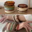 OUSXA Fine Bangles, Vòng tay cổ tay tròn mịn đầy màu sắc, Vòng tay nhựa mỏng phóng đại thanh lịch Quà tặng