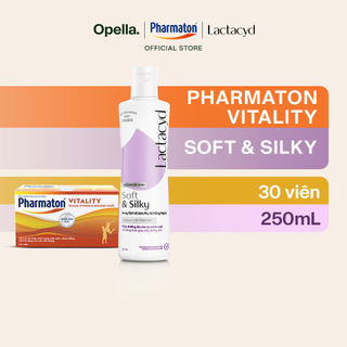 Bộ 1 Thực Phẩm Bảo Vệ Sức Khỏe Pharmaton Vitality Dạng Vỉ Hộp 50 Viên + DDVS Phụ nữ Lactacyd Soft & Silky 250ml