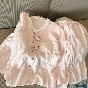 Đồ Ngủ Có Đệm Ngực Quần Dài Dài Tay Dễ Thương Bông Mây Mùa Xuân Thu Mẫu Mới Năm 2026 Cho Nữ Bộ Đồ Cardigan Đồ Mặc Nhà