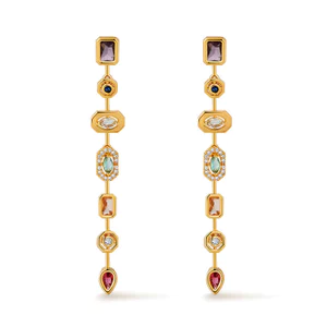 Shuling Tua Dài Thanh Lịch Zircon dát Bông Tai Thời Trang Nữ Trang Sức