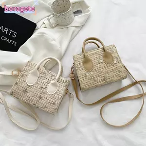 Túi rơm BORAGETE Túi cói thời trang bé gái mùa hè