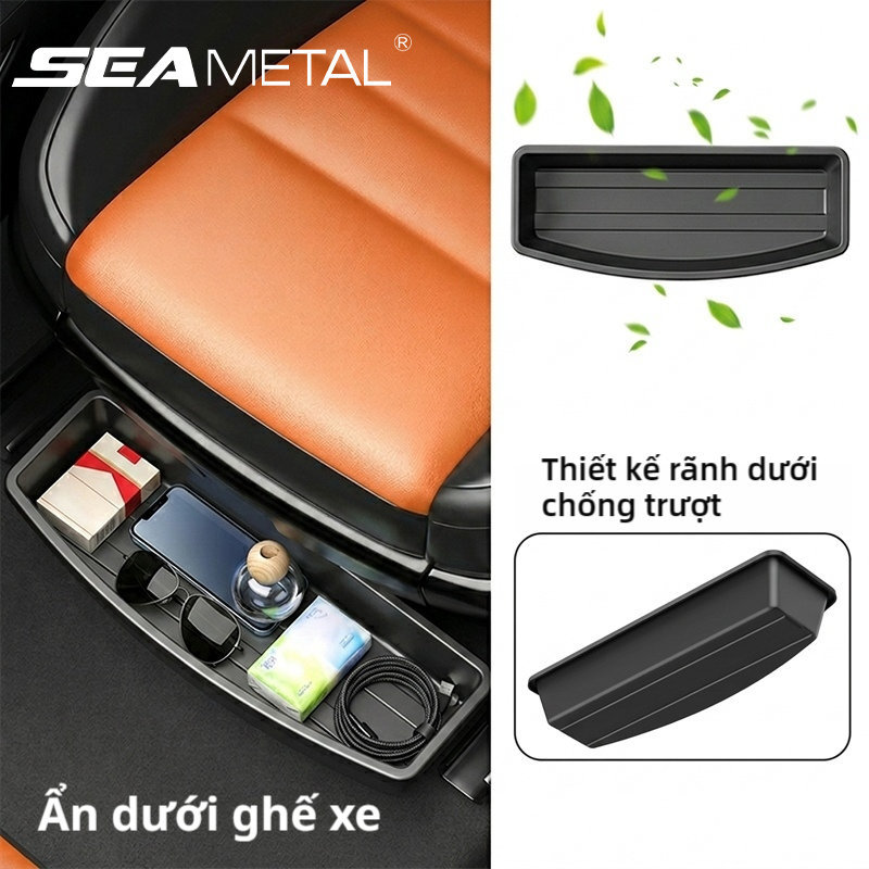 SEAMETAL Hộp đựng đồ dưới ghế xe ô tô ABS cứng chống trượt lắp đặt dễ dàng giữ xe ngăn nắp