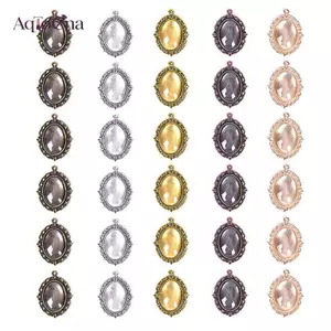 AqToCna 60 Chiếc 5 Màu Tròn Mặt Dây Chuyền Khay Thủy Tinh Cabochon Thủ Công DIY Trang Sức Làm AqToCna