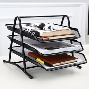 Giá đỡ tập tin ba lớp bằng kim loại thép gai Khay dữ liệu 9205 Khay đựng tập tin chống rỉ sáng tạo WYVJ
