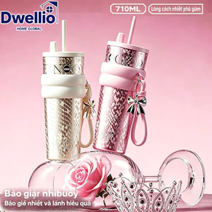 Bình nước giữ nhiệt 710ml chất liệu inox 316, kèm ống hút, dung tích lớn, dùng cho thể thao cà phê