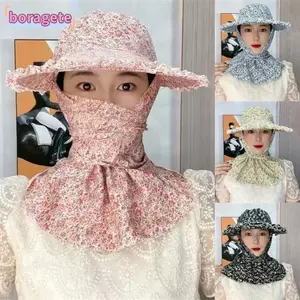 Mũ chống nắng BORAGETE, Mũ hái trà vành rộng thoáng khí, Bảo vệ cổ thời trang Chống tia cực tím có nắp che nắng cho nữ