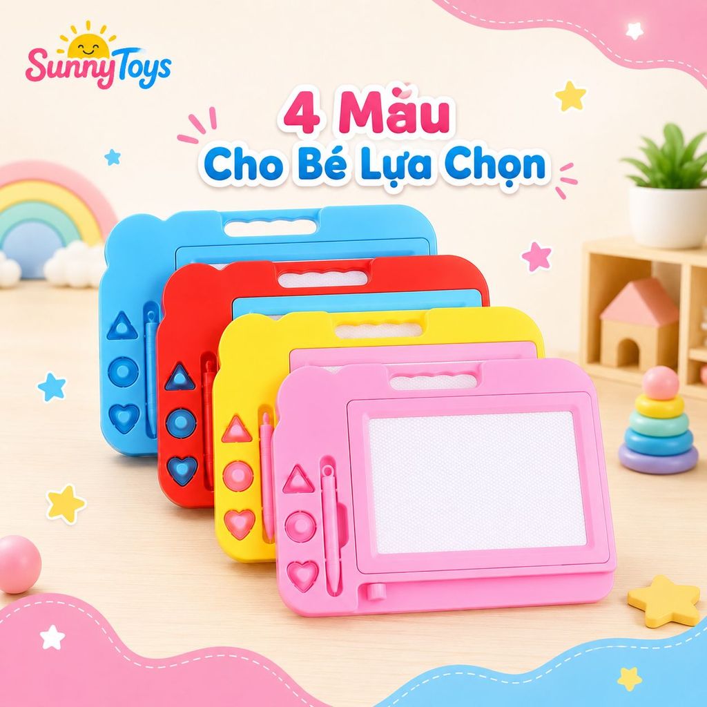 Bảng Tập Vẽ Từ Tính SunnyToys - Bé Viết, Vẽ Và Tự Xóa Dễ Dàng Bằng Cần Gạt