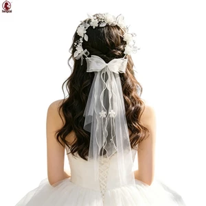 Cây nho tóc cưới Vương miện hoa mây tự nhiên có tấm che mặt cho chủ đề rừng cô dâu