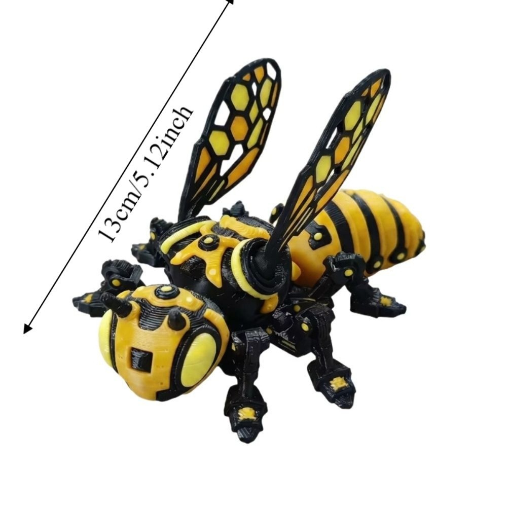 LACYES Con ong cơ in 3D, Đồ chơi ong khớp nối có thể di chuyển được in 3D, Quà tặng mô phỏng cánh có thể tháo rời Trang trí bàn làm việc đồ chơi ong khớp nối