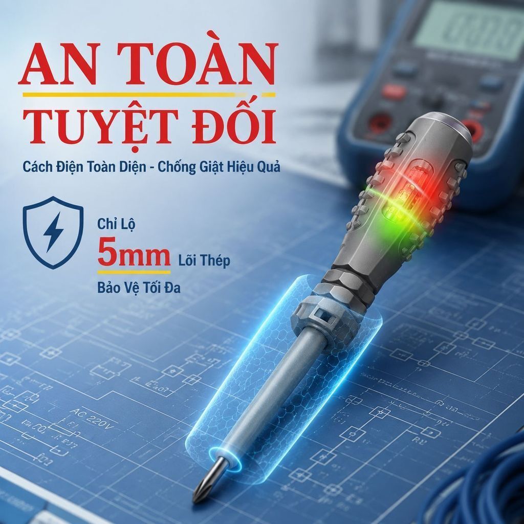 ⚡Ship Nhanh⚡Tuốc vít thử điện lực xoắn cao | Bút thử điện LED sáng màu | Bút điện đo ngắt mạch chuyên dụng