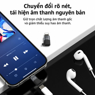 Đầu chuyển iPhone sang Type-C cái OTG mini hỗ trợ tai nghe micro sạc nhanh truyền dữ liệu cho iPhone iPad