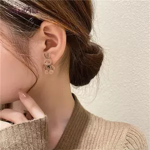AqToCna Ngọt Ngào Dễ Thương Floing Sang Trọng Nơ Thỏ Bông Tai Dành Cho Nữ Thời Trang Hàn Quốc Động Vật Bông Tai Trang Sức Dự Tiệc Bé Gái Quà Tặng AqToCna