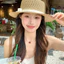 Nơ Rỗng Vành Phẳng Mũ Rơm Retro Phong Cách Ngày Lễ Che Nắng Chống Nắng Mũ Dệt Top Mũ Nón
