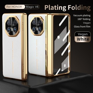Vỏ mạ da thuần chay Honor Magic V6 V5 V3 Vỏ bảo vệ màn hình tích hợp