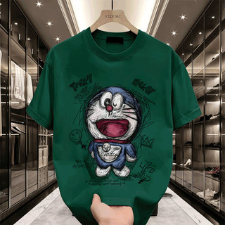 COD Áo thun nam nữ chất cotton in hình Doraemon graffiti phong cách đường phố dễ phối đồ mùa hè