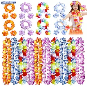 Bluelover 4 Cái / bộ Hawaii Nhân Tạo Hoa Leis Nelace Vòng Hoa Cưới Sinh Nhật Bãi Biển Nhiệt Đới Đảng Trang Trí Mới