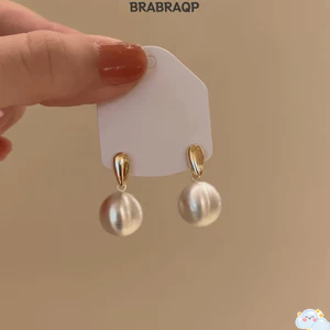 Bông tai mặt dây chuyền bóng BRBRAA, Bông tai kim loại hình học mờ, Bông tai màu tương phản bề mặt mờ bằng kim loại tinh tế dành cho nữ
