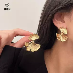 Bông tai thả hình lá bạch quả hình học Bohemian dành cho nữ Phụ kiện trang sức tai [Mina]