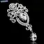 Bluelover Bạc Hoa Lớn Cô Dâu Thổ Cẩm Kim Cương Giả Pha Lê Diamante Cưới Thổ Cẩm Pin Mới
