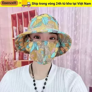 Mũ làm việc nông nghiệp ESSENCEH, Khăn choàng vành rộng Mũ hái trà, Bán chạy Chống tia cực tím Bảo vệ cổ Mũ chống nắng Unisex