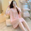 Nhân Tạo Cotton Phong Cách Mới Váy Ngủ Bộ Đồ Ngủ Nữ Mùa Hè Mỏng Tay Ngắn Hoạt Hình In Hình Bộ Đồ Ngủ Cotton Lụa Plus Kích Thước Xuân Thu Homewear