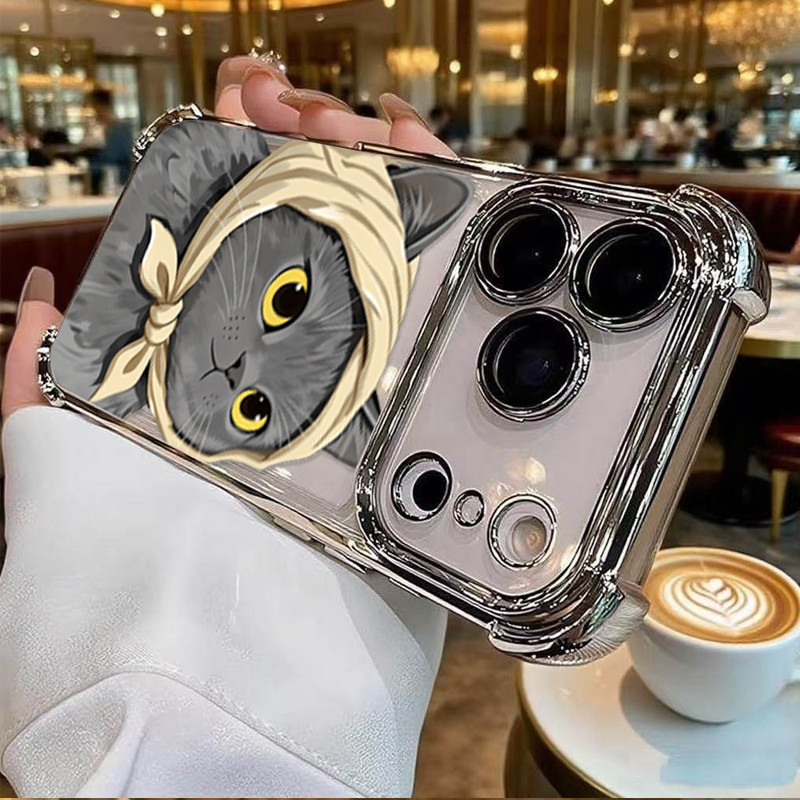 Ốp Lưng Cho Honor 600 PRO 400 400i MAGIC 7 LITE X6D X8D X7D X9D X8C X6C X9A X5B X5C Bandana Mèo Mạ Chống Sốc Thời Trang Mềm Trong Suốt Dễ Thương Bao