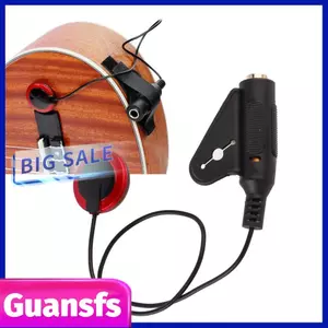 Guansfs Alomejor Piezo Micro Pickup Nhựa Màu Đỏ Kim Loại Không Khoan Lắp Giắc cắm 6.35mm cho Guitar Violin Ukulele Cello Mandolin Ghi Âm Biểu Diễn Trực Tiếp