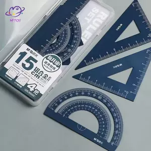 HFTOY 4 Cái / bộ Bộ Thước Nhôm Kim Loại / Nhựa / Hình Học Mềm Toán Vẽ Bỏ Qua Văn Phòng Phẩm Thước Toán Học Cho Trường Học ~