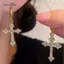AqToCna Mới Kim Cương Giả Zircon Chữ Thập Mặt Dây Chuyền Bông Tai Nữ Thời Trang Hàn Quốc Thả Vòng Bông Tai Sinh Nhật Trang Sức Quà Tặng AqToCna