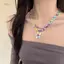 PNPIA- Hai Lớp Nhiều Màu Sắc Đính Hạt Hoa Mặt Dây Chuyền Nelace Cho Bé Gái Nữ Handmade Hạt Choker Bohemian Nelace Món Quà Trang Sức