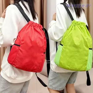 Ba lô dây rút WANYEDI, Túi tập thể dục thể thao chống mài mòn màu trơn, Túi mua sắm nhẹ chống thấm nước thời trang Du lịch