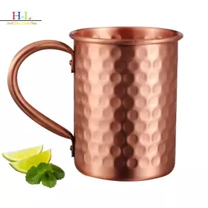 HL 500ml 100% Đồng Moscow Mule Mug Cotail Cup Búa Coppery Bia Cốc Cà Phê Cốc Sữa Thanh Cốc Drinkware Thép không gỉ bền LMWU