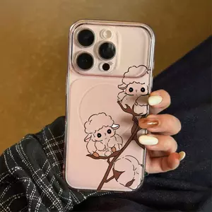Ốp lưng cừu non hoạt hình trên cành cây phù hợp với iPhone17promax 16/15/14/13/12