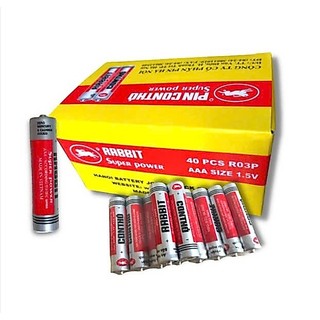Hộp 40 Viên Pin Đũa AAA Con Thỏ Lắp Đèn Pin, Điều Khiển Tivi  - Titan, Pin Dự Phòng