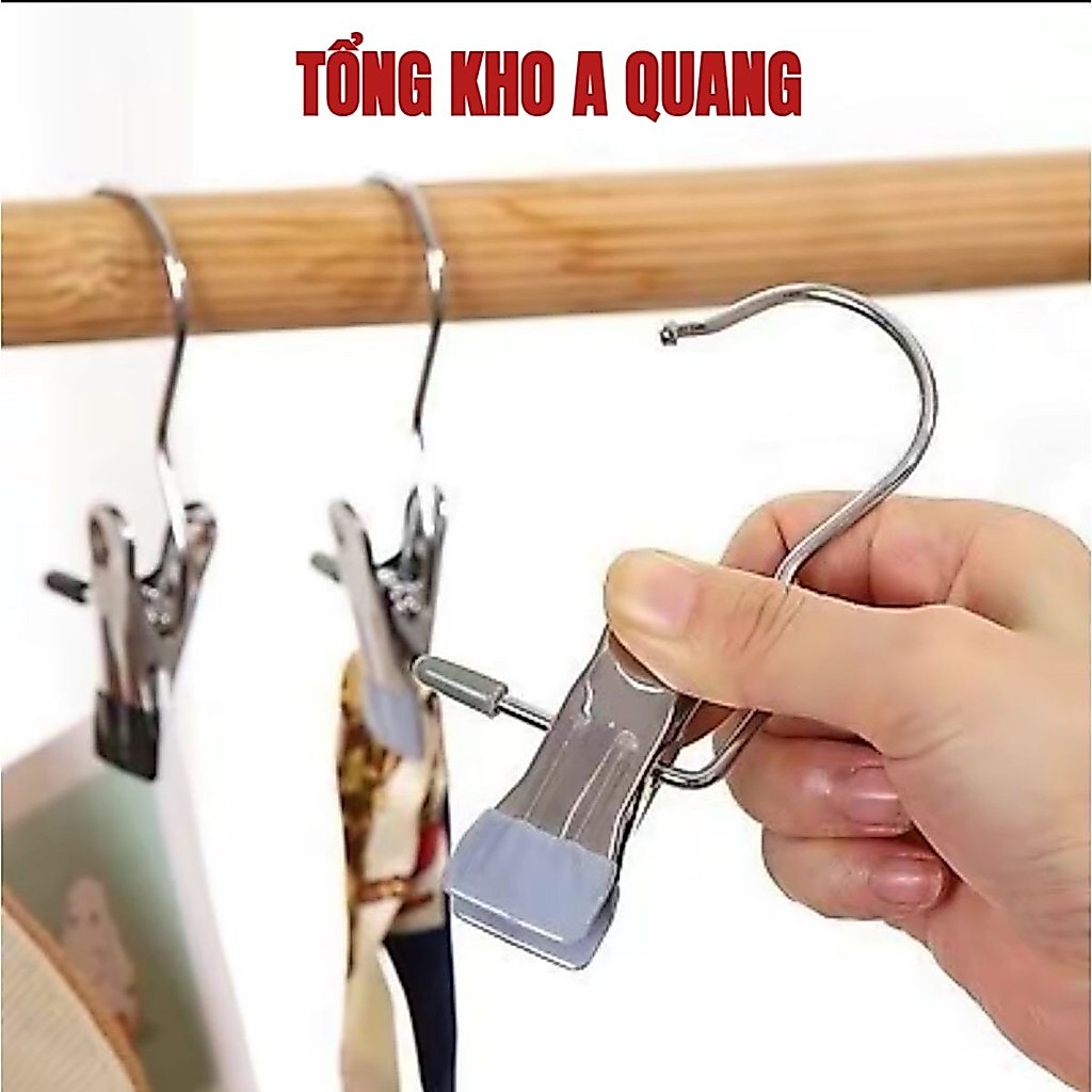 Combo 50 Móc Kẹp Đơn Đa Năng Chất Liệu Thép Không Gỉ Có Đầu Bọc Silicon Chống Tuột,Móc Treo Quần Áo inox