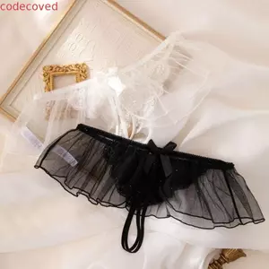 COCODECOVED Lưới ren nữ, Váy hở đáy lấp lánh trang trí Váy lưới Sheer Quần lót ren, Quần lót trong suốt eo thấp thời trang Quần lót lưng chữ T Cô dâu đêm cưới