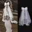 PNPIA-Veil vải tuyn thanh lịch cho hai lớp ren cạnh nơ phong cách lễ cưới đơn giản