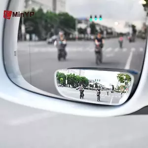 CMinYP 2 chiếc gương lồi góc rộng 360° điều chỉnh cho ô tô, khung tròn, chiếu hậu, lắp ngược