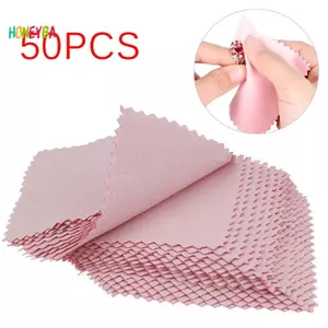 < Honeyba > 50 Chiếc Bạc Đánh Bóng Vải Lau Trang Sức Vải Làm Sạch Dụng Cụ Chống Mài Mòn Đẹp