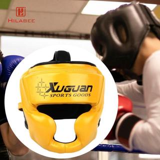 HILABEE Boxing Bảo Vệ Mũ Đội Đầu Có Thể Điều Chỉnh Da PU Che Mặt Đầu Bánh Răng Cho Sanda Kickboxing Karate Phiên Huấn Luyện