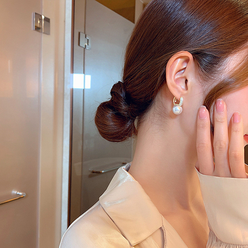 Bông tai ngọc trai thời trang bạc s925 phong cách Hàn Quốc