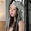 NKSFX Cô Dâu Ren Nơ Ruy Băng Đầu, Thoáng Khí Retro Thêu Cô Dâu Mũ Cưới, Phong Cách Pháp Với Nơ Ruy Băng Phụ Kiện Tóc