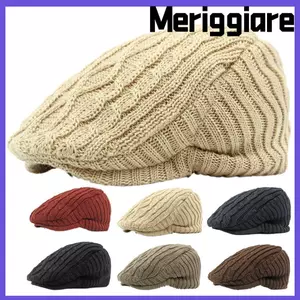 MERIGGIARE Newsboy Beret, Mũ beanie dệt kim ấm áp màu trơn, Mũ beanie lót lông cừu thoáng khí thời trang dành cho nam nữ