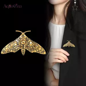 AqToCna Vintage Gothic Phong Cách Chết Đầu Lâu Bướm Hình Thổ Cẩm Chống Ánh Sáng Xòe Phù Hợp Với Ve Áo Chân Quần Áo Thời Trang Phụ Kiện Trang Sức AqToCna