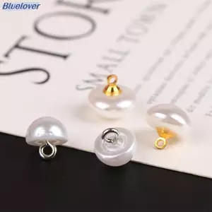 Bluelover 10 Chiếc 10 Mm / 12 Mm Nấm Giả Nhựa Áo Sơ Mi Hình Bán Nguyệt Ngọc Trai Nút Chân Cho Quần Áo Trang Trí Mini May DIY Mới