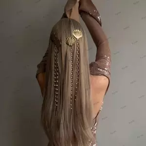Kẹp Tóc Mỏ Vịt PYCOU, Thiết Kế Giọt Nước Bãi Biển Phong Cách Boho Vỏ Ngọc Trai Kẹp Tóc, Tua Rua Dài Cổ Điển Đôi Dây Xích Barrette Kẹp Tóc Phụ Kiện Kẹp Tóc