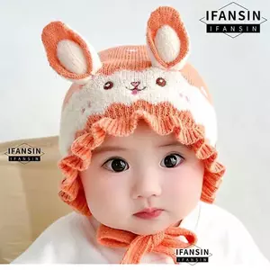 Mũ trẻ em IFASIN, Mũ len dệt kim mềm mại và thân thiện với da ấm áp, Sợi len dày thời trang Mũ bảo vệ tai bé gái chống gió